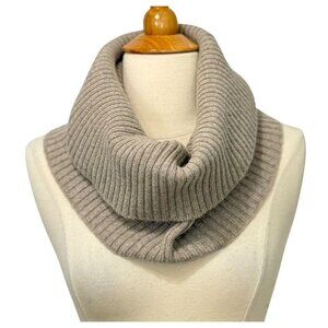 Max Mara Neck Warmer Scarf Ribbed Heathered Brown Oatmeal Soft Cozy Versatile